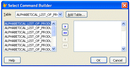 Select commad Builder window